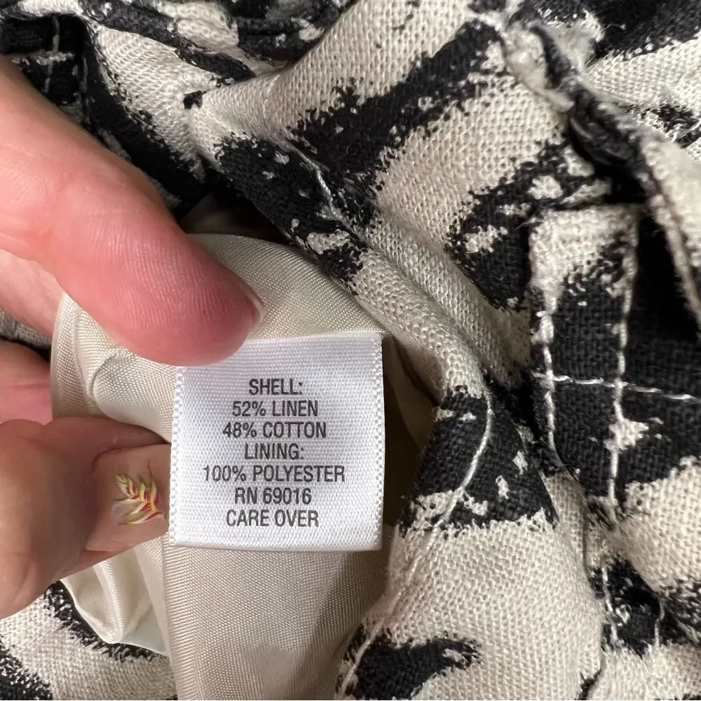 🖤Studio Works🖤🦓 Zebra Print🦓 Linen Cotton Blend Lined Blazer Jacket 🖤small